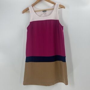 Paris LA color block shift midi career causal dress